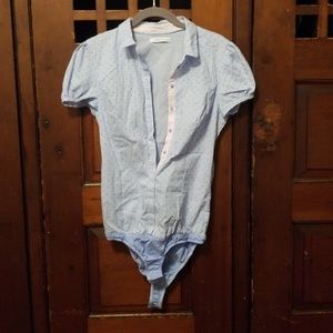 Blue with heart dress shirt bodysuit